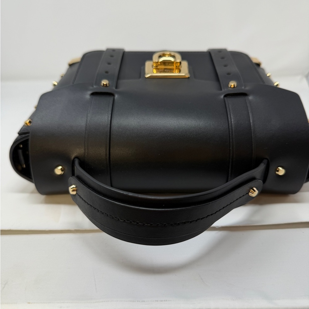 Michael Kors Black Leather Top-Handle Crossbody with Gold Hardware - Picture 7 of 13